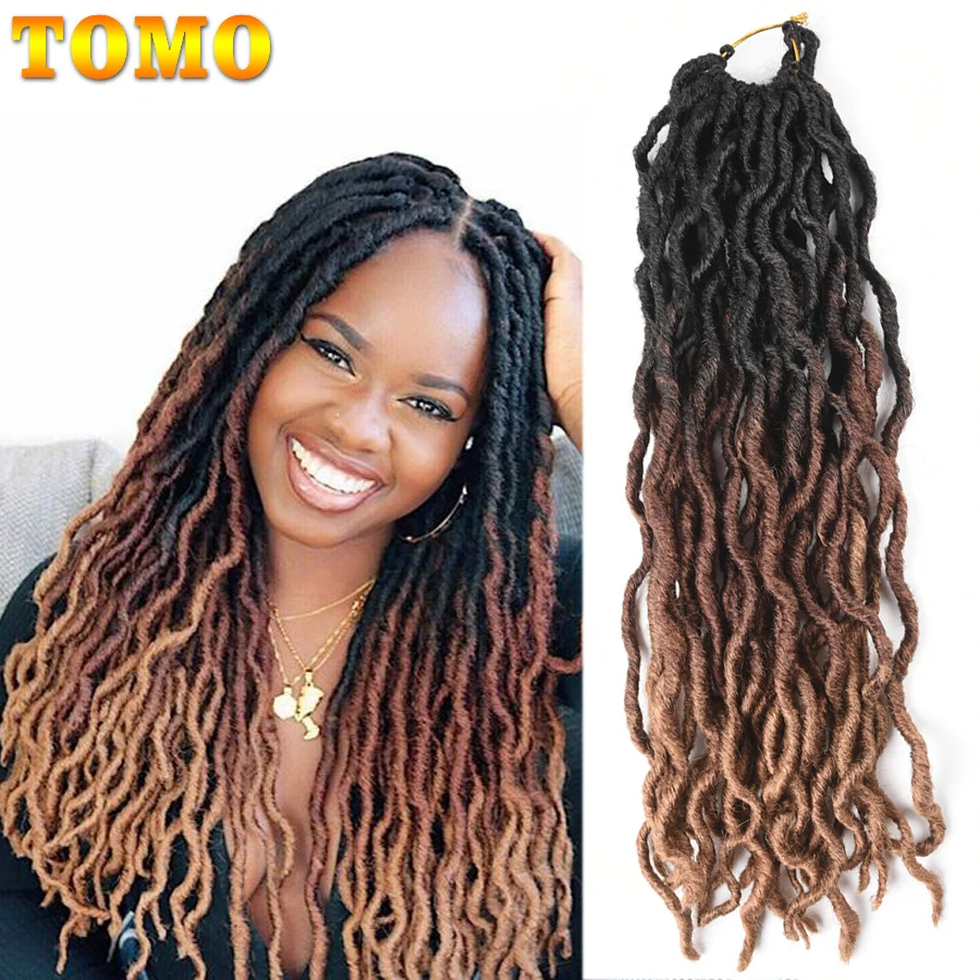 TOMO Ombre Faux Locs Curly вязанные крючком волосы для женщин 24 пряди блонд крючком косички богиня Locs 18 дюймов синтетические плетеные волосы