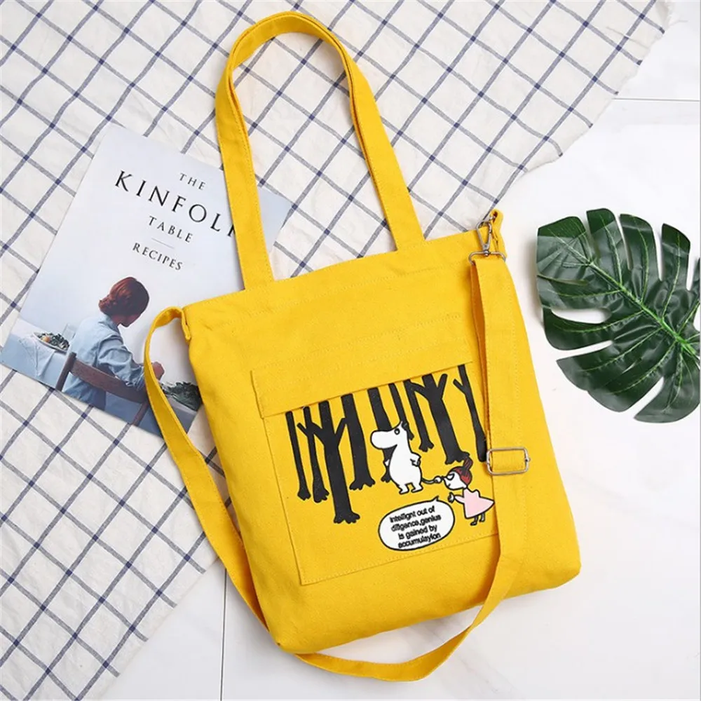 

2019 Hazy Beauty Cute Animal Canvas Cloth Bag Woman Black White Single Shoulder Shopping Bag Trend Patchwork Crossbody Book Bag