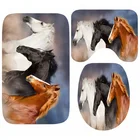 Коврик для ванной комнаты с изображением коричневой лошади, 3 шт., для украшения дома