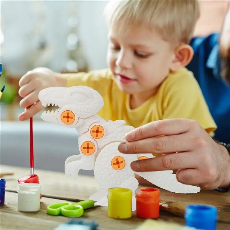 

1 set of DIY Graffiti Dinosaur Shaped Toy Unfinished Dinosaur Model Kids Toy