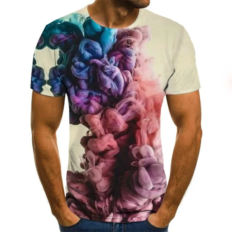 

2021 New Ink Style Men's T-shirt 3D Creative Cloud Graphic T-shirt Summer Casual Top Fashion O-neck Shirt Streetwear