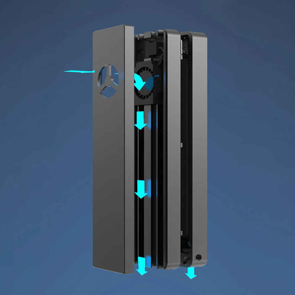 

Rocketek M2 SSD Case NVME Enclosure Built-in cooling fan M.2 to USB Type C 3.1 Adapter for NGFF PCIE M Key B&M Key Disk Box