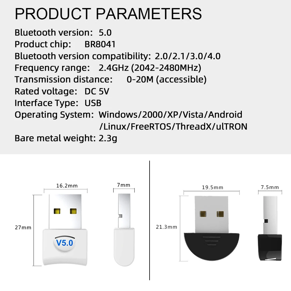 Bluetooth адаптер ANMONE USB 5 0 компьютерный ПК мышь ноутбук ключ беспроводной Wi-Fi аудио