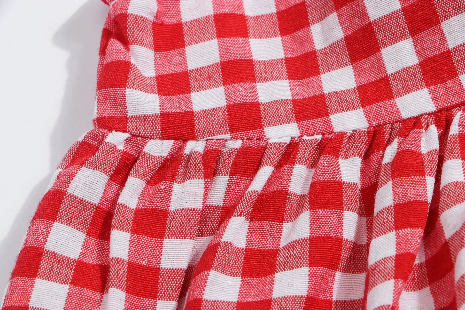 

Spring&Summer Girl Dress Kids Dresses for Girls Princess Dress Kid Clothes Plaid Farmhouse Style Linen Sleeveless Knee-Length