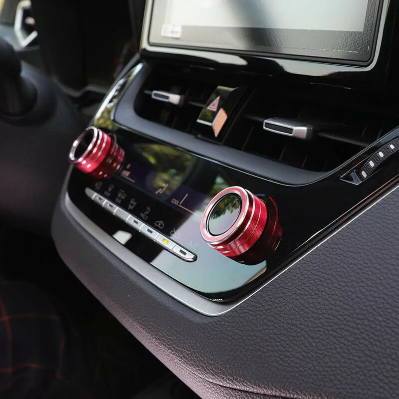 

For Toyota Corolla 2019-2021 Red Aluminum Middle Console AC Knob Cover Trim 2pcs
