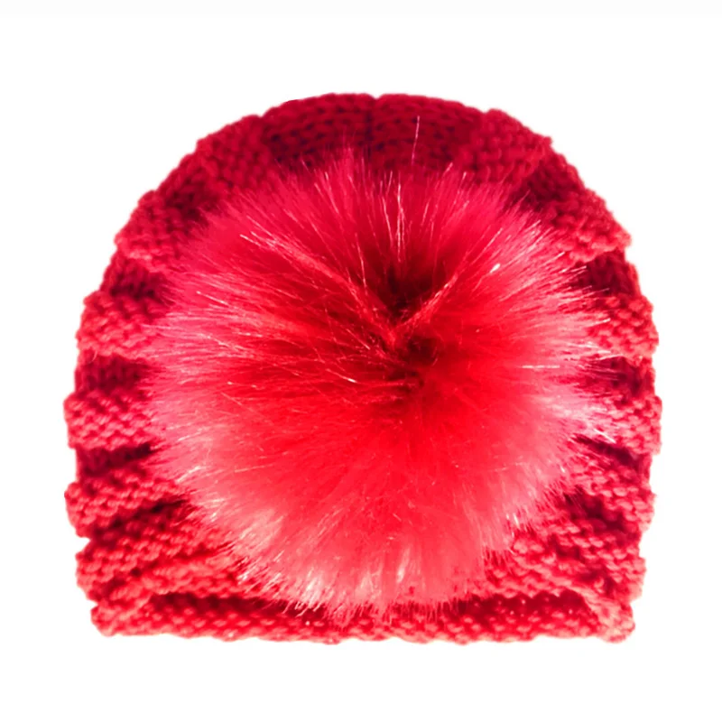 Red pompom Модная зимняя куртка для маленьких девочек Шапки с жемчугом Карамельный цвет, Вязанная, Beanie Hat baby шапка Fotografia аксессуары 1 предмет - Цвет: Red pompom
