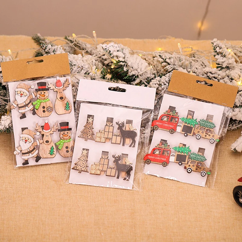 6 шт. Рождественская елка Снеговики лося деревянный зажим фото бумага открытка