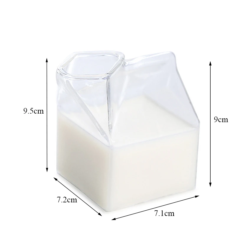 

Transparent Glass Milk Box Geometric Coffee Cups Creative Heat-Resistant Juice Bottle Gifts Home Drinkware Kitchen Tableware