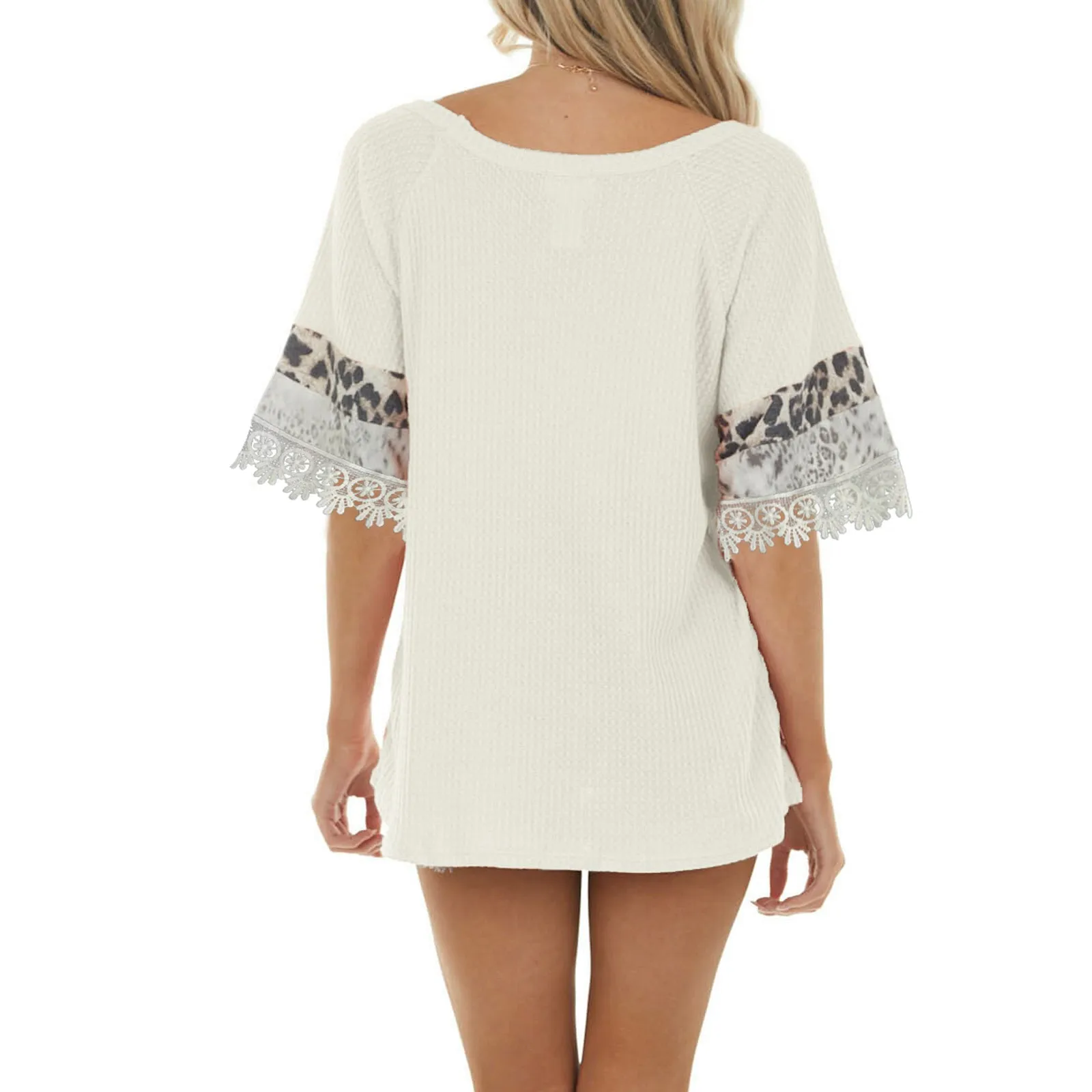 Модная женская блузка с леопардовым принтом в стиле пэчворк свободный удобный