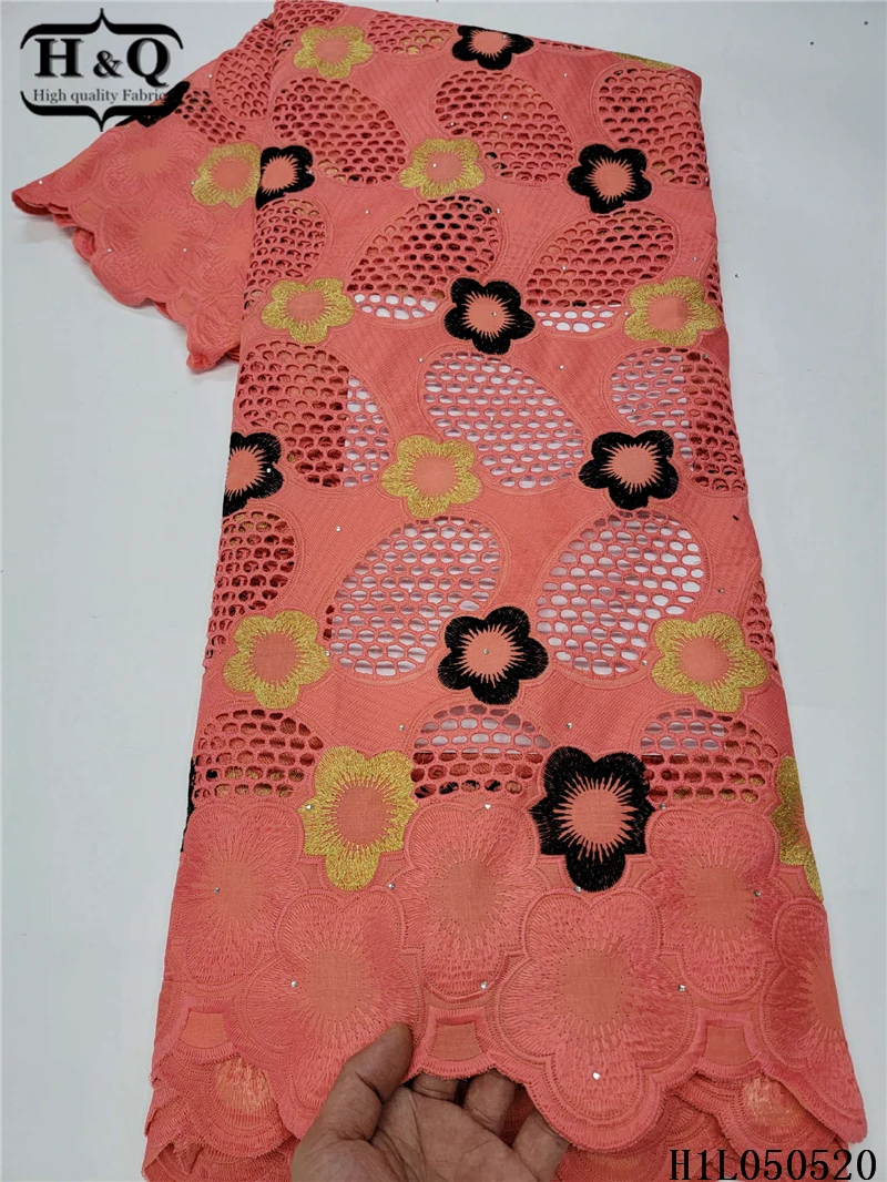 

H&Q comfortable and breathable swiss voile lace fabric with stones latest embroidery african dry laces fabrics for sewing dress