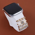 Креативный металлический ремешок для часов с орнаментом, ремешок для наручных часов с подвесками, декоративное кольцо, ремешок с бриллиантами и гвоздями, Аксессуары для браслета iwatch