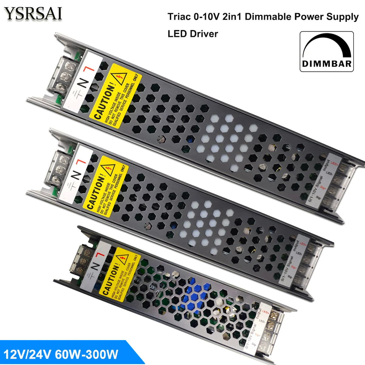 Алюминиевый корпус AC 220 В 240 приглушаемый светодиодный драйвер 12 в 24 60 300 Вт Triac & 0 10