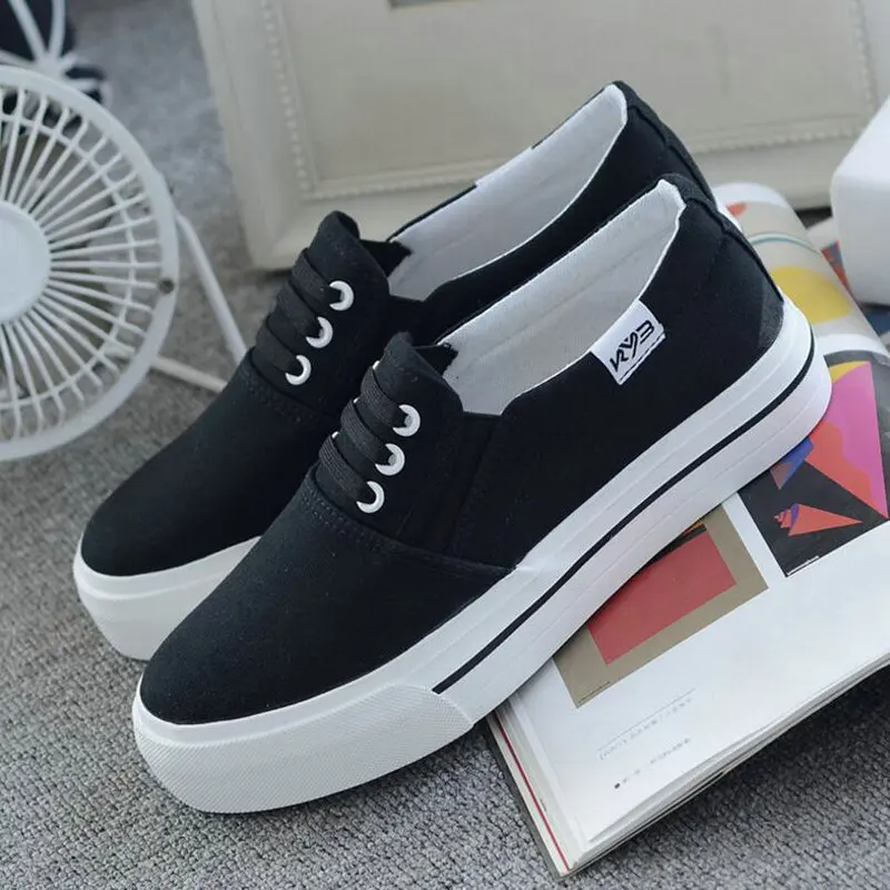 

Flats Shoes Women Casual Shoes Flats White Black Women's Canvas Shoes Slip-On Solid Color Spring Vogue Shoes Fad