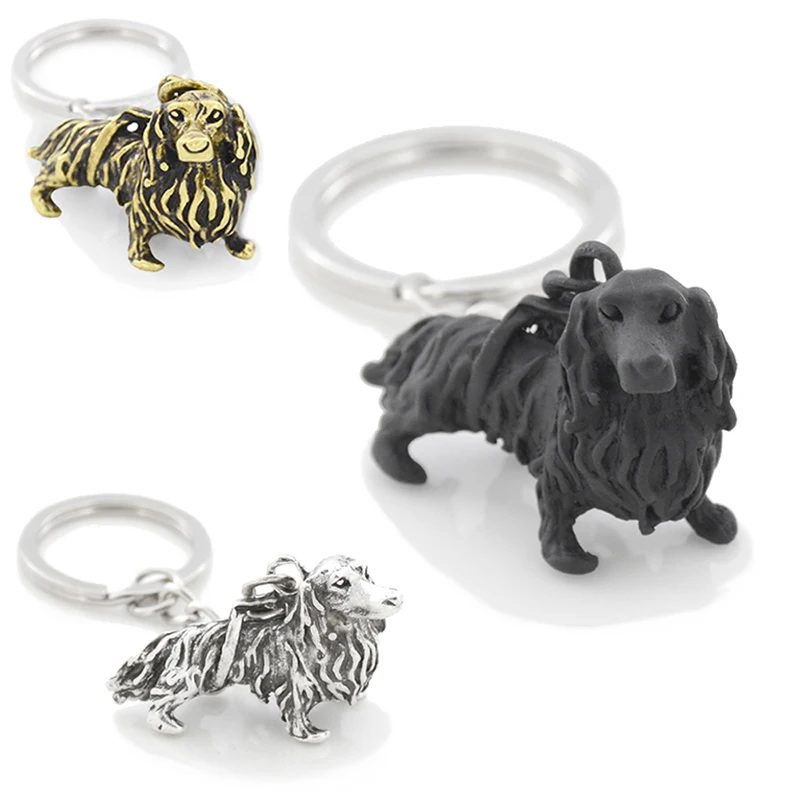 В стиле ретро 3 Цвета Стиль 3D брелок для ключей в виде таксы милые металлические