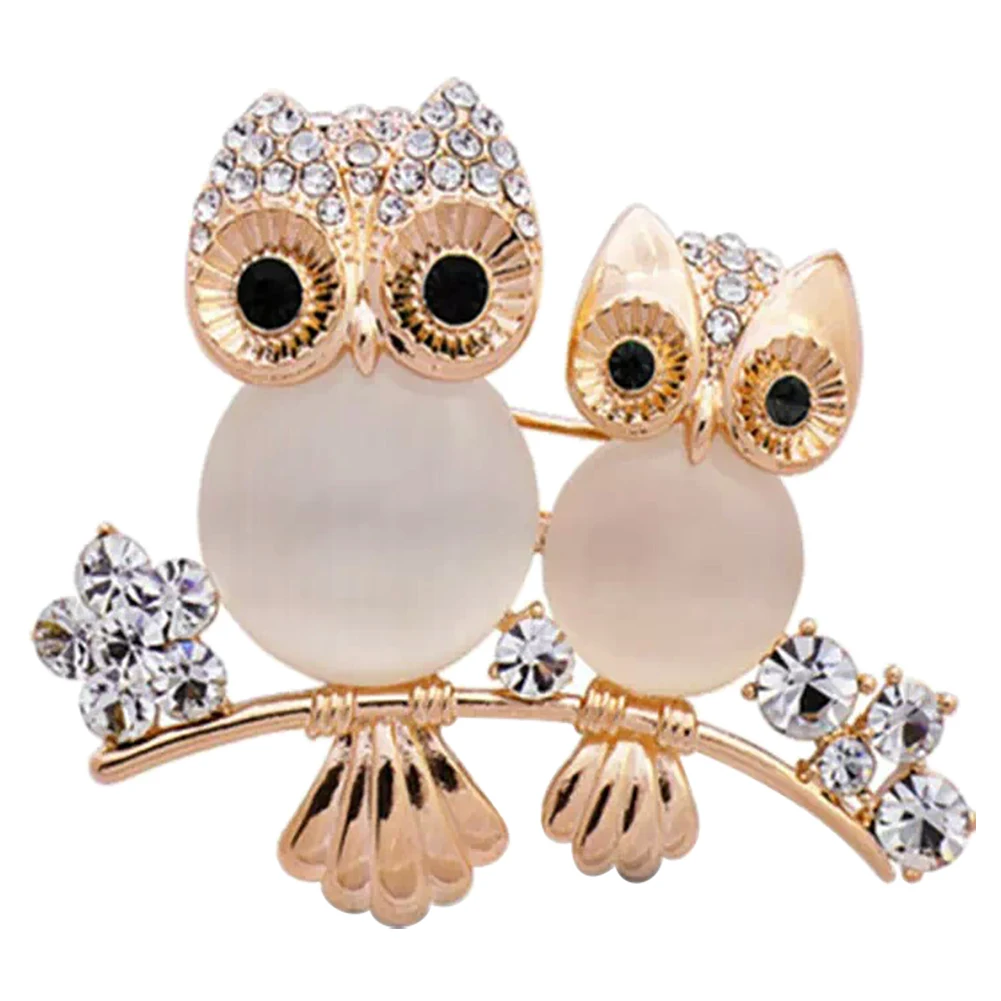 

Romantic Opal Owl Brooches Mother with Kids Animal Crystal Brooches Pins Women Girls Birds Clothes Jewelry Brooch Buckles