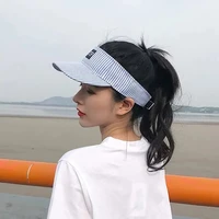 2021 new beach sun visor hat uv protection korean style visor cap ins summer hat for women navy stripe girl tennis caps student