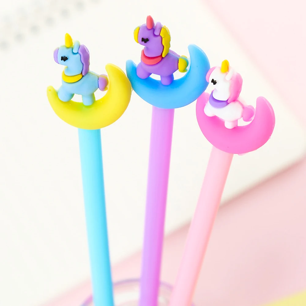 

Funny Cute Unicorn Gel Pen Animal Kawaii Stationery Kawai Office Accessory Back to School Supply Stationary Thing Blue Item Gift