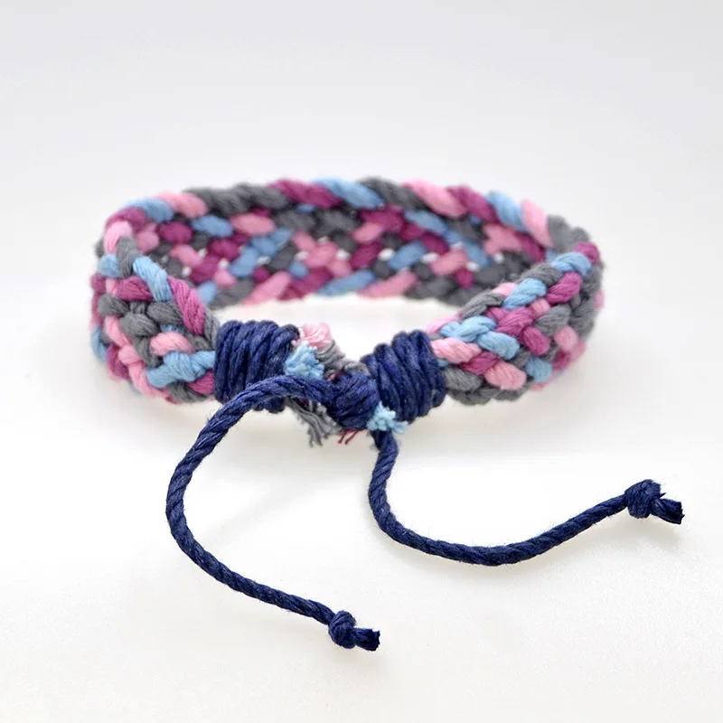 

Wholesale 18mm Wool Braided Bracelet Ethnic Style Woven Rope with Adjustable Length Handmade Chic Girls Friendship Bracelets