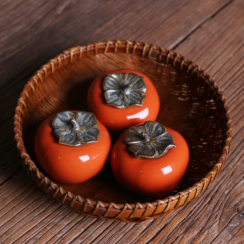 

Persimmon tea pot everything goes well ceramic tea pot small travel portable tea sealed pot