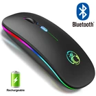 Беспроводная Bluetooth-мышь с RGB-подсветкой, перезаряжаемая, USB, эргономичная, бесшумная, для ноутбуков, ПК