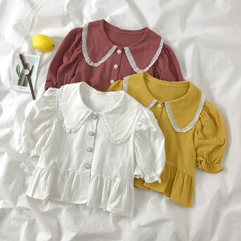 Женский топ во французском стиле Новинка лета 2021 модная Милая рубашка с
