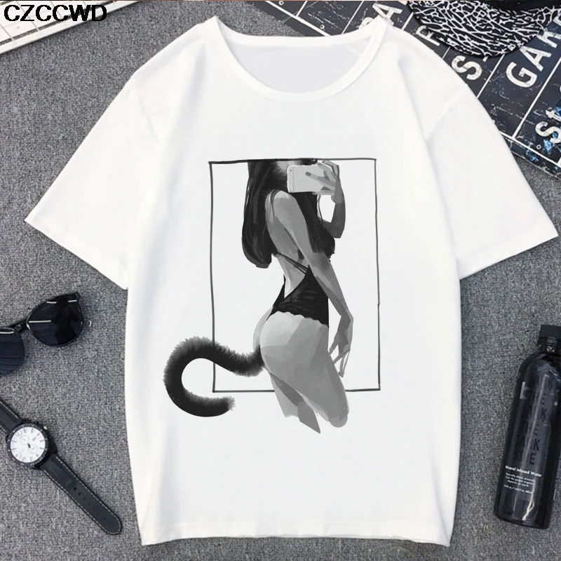 Футболка женская с круглым вырезом и коротким рукавом пикантный Повседневный