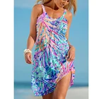 Мини-платье женское на бретельках, пляжный пикантный сарафан в стиле бохо с цветочным 3D принтом подсолнуха, вечернее праздничное платье без рукавов