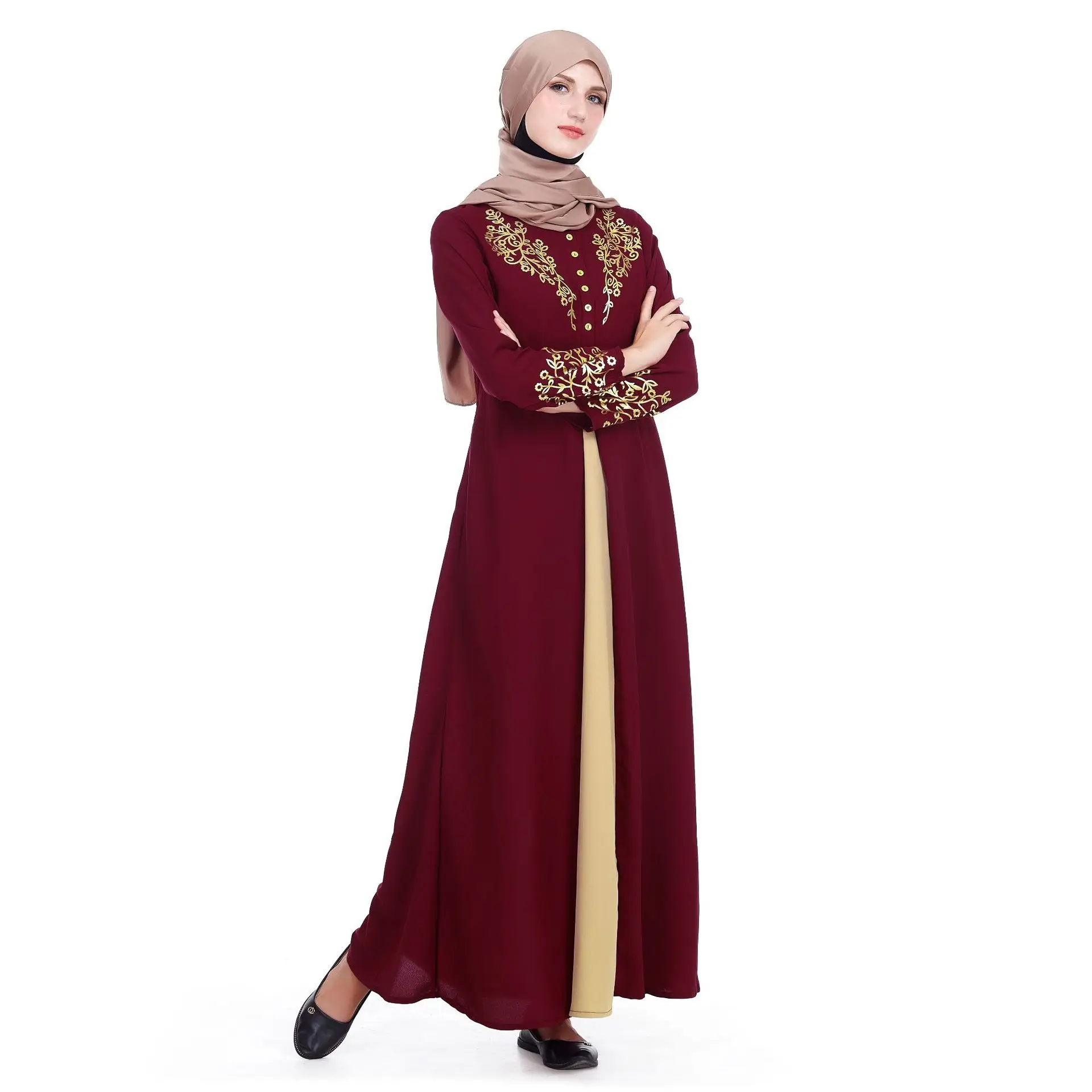 

Donsignet Muslim Dress Middle East Islamic Ramadan Eid Dubai Abaya Turkey Southeast Asia Muslim Fashion Robe Bronzing Long Dress