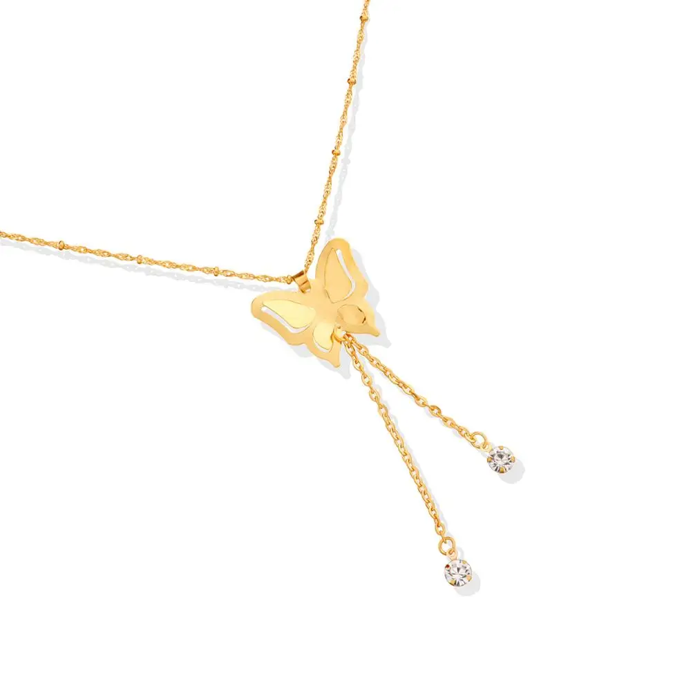 Женское длинное ожерелье с бабочкой и кисточкой в богемном стиле|Цепочки| |