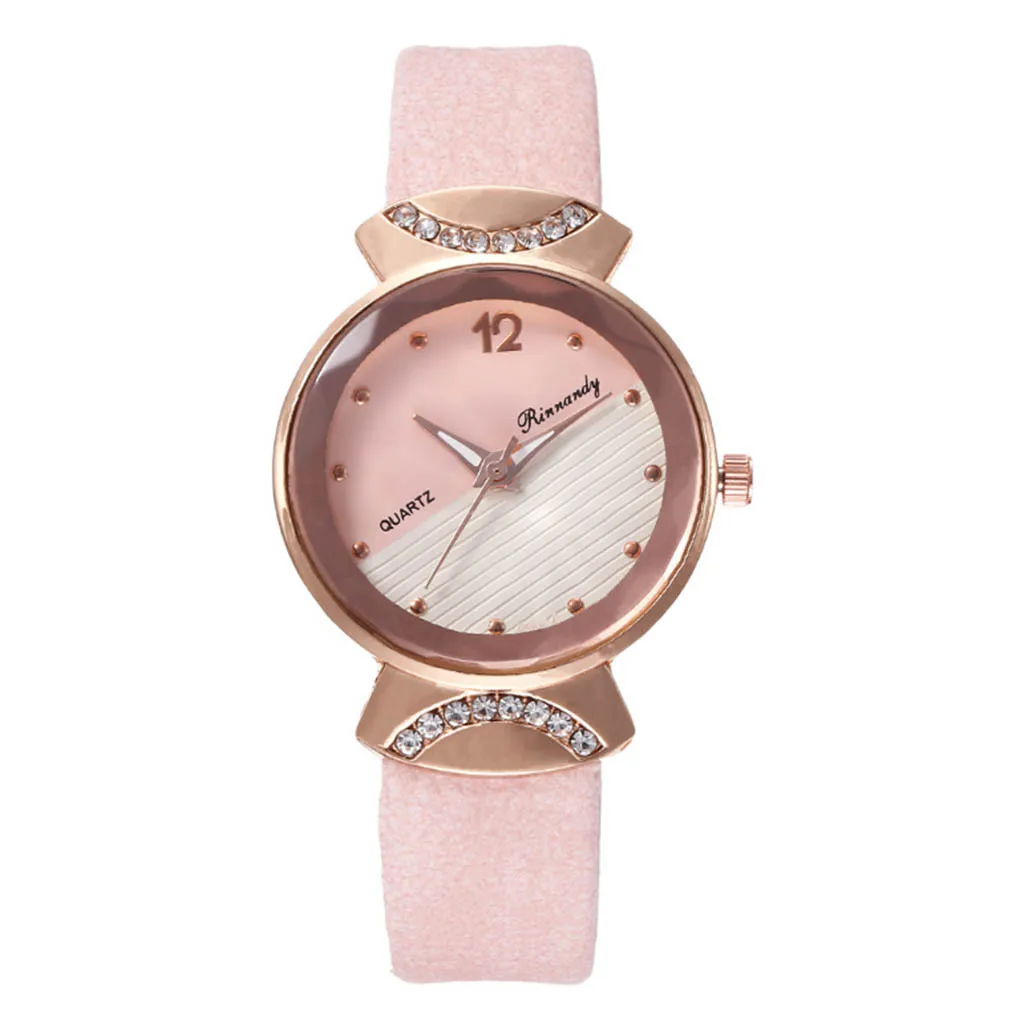 Повседневные модные женские часы из кожи с бриллиантами креативные двухцветные