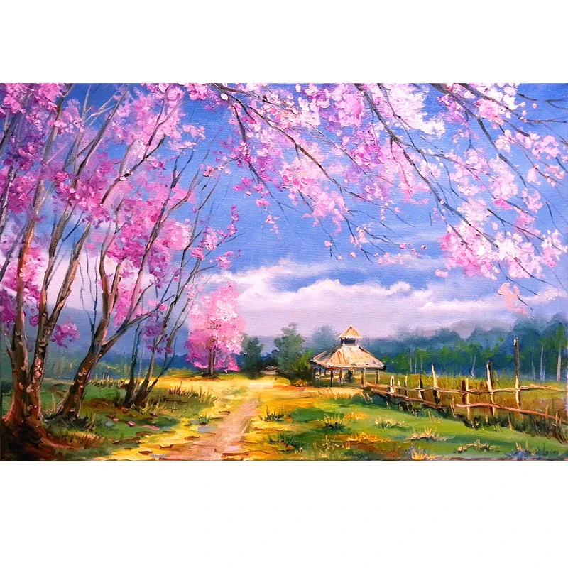 Домашний декор пейзаж весенний цветок diy картина маслом по номерам Раскрашивание