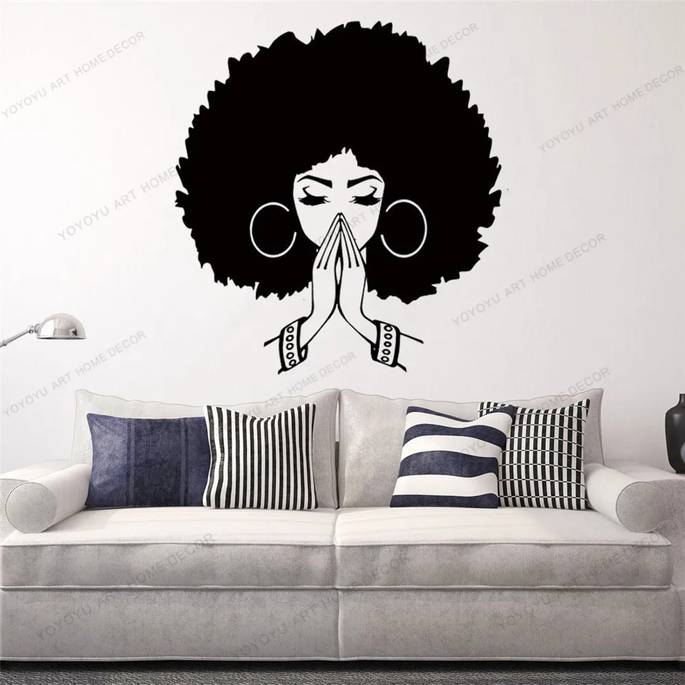 

Beautiful African Woman Girl Wall Decal Wall Sticker Tribal Removable Beauty Salon Wall Art Wallpoof CX665