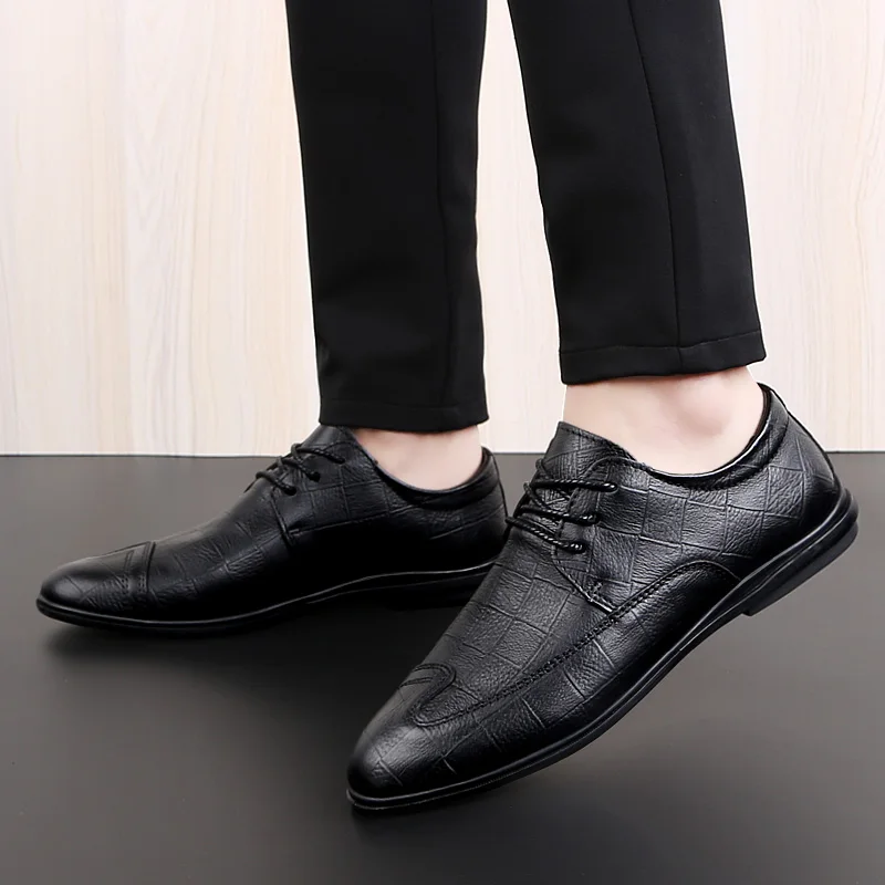 Мужские кожаные туфли-оксфорды в деловом стиле дышащие туфли на резиновой