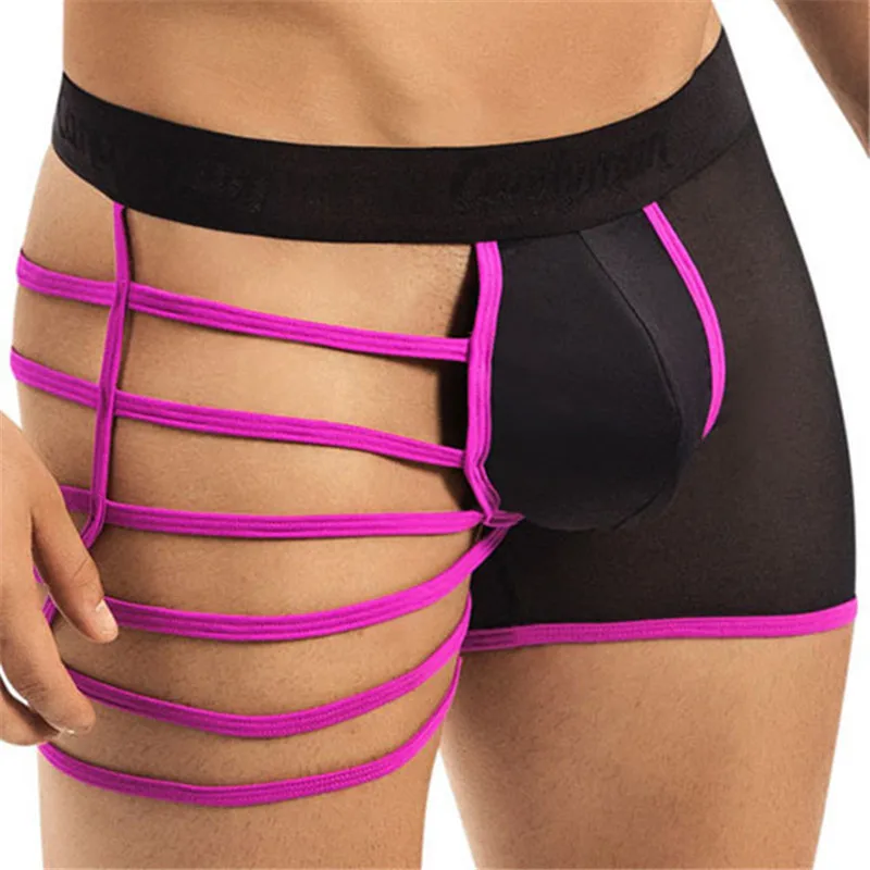 Мужские сетчатые трусы брифы зеленые односторонние с U образным мешочком