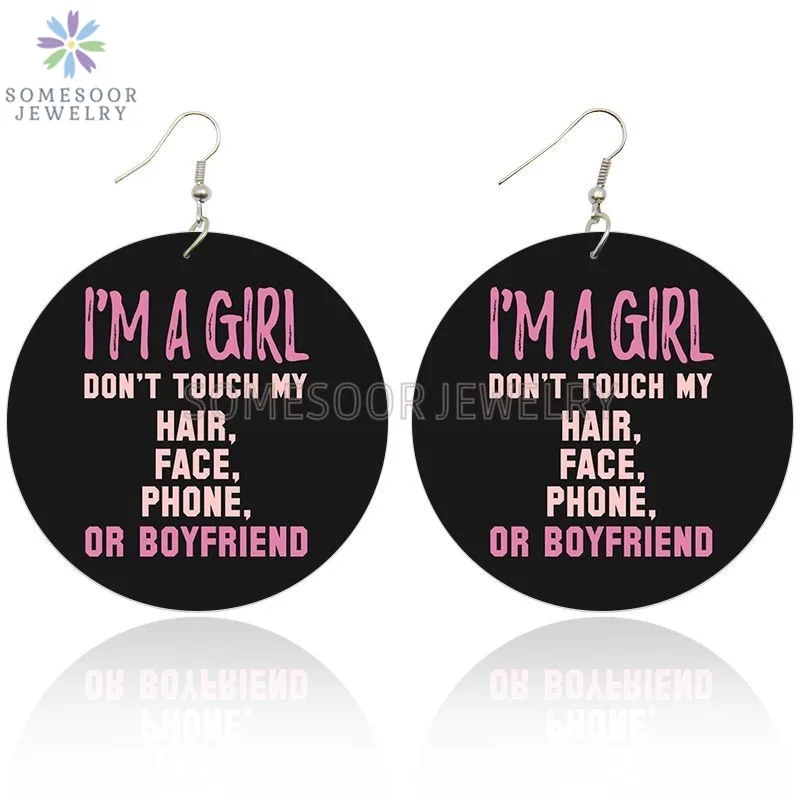 SOMESOOR черные девушки высказывания фотографии деревянные серьги капли не