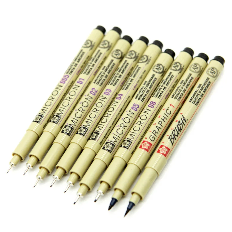 Sakura Pigma Micron Neelde мягкая кисть Ручка для рисования Fineliner Мультяшные чернильные