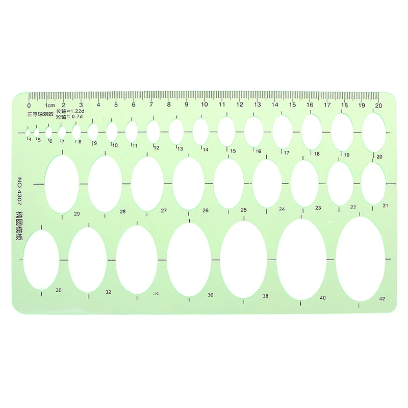 Green Plastic Oval Geometric Template Ruler Stencil Measuring Tools Students Hot 32CB | Rulers