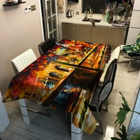 oil painting landscape tablecloth 3d print polyester waterproof rectangular kitchen dinner cloth picnic mat cover home decor