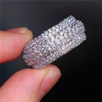hot sale seven rows of silver color full crystal ring for women engagement wedding party rings jewelry female hand accessories