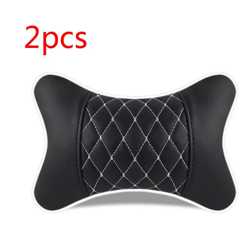 

2pcs Artificial Leather Car Pillow Protection Neck Car Headrest Comfortable Auto Supplies Safety Breathable Neck Pillows