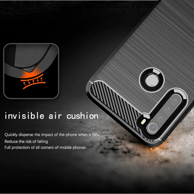 Чехол для Xiaomi Redmi Note 8T матовый мягкий силиконовый бампер из углеродного волокна