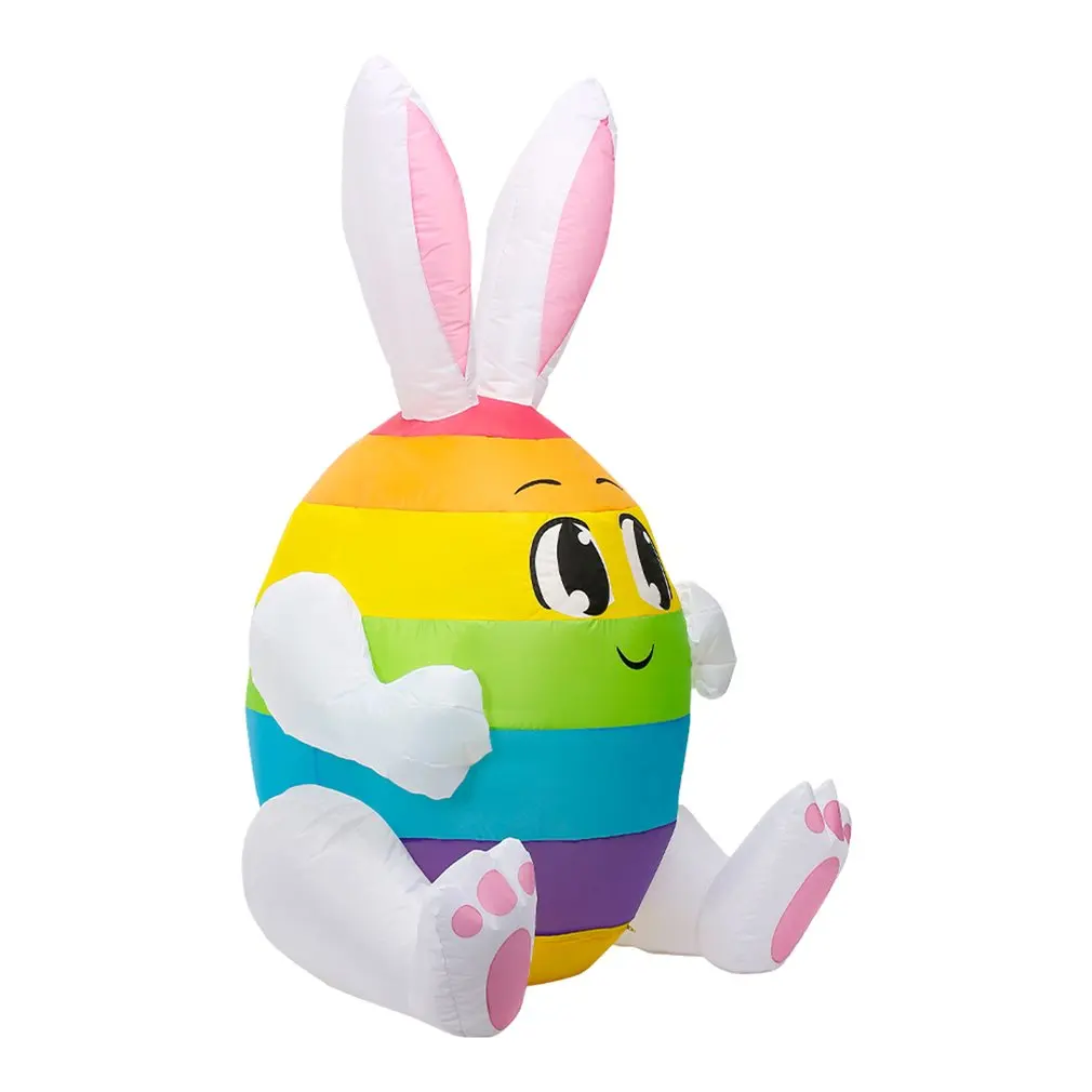 

1.5m Easter Inflatables Bunny Color Egg Rabbit Outdoor Indoor Easter Holiday Decoration Yard Lawn Inflatables With LED Lights