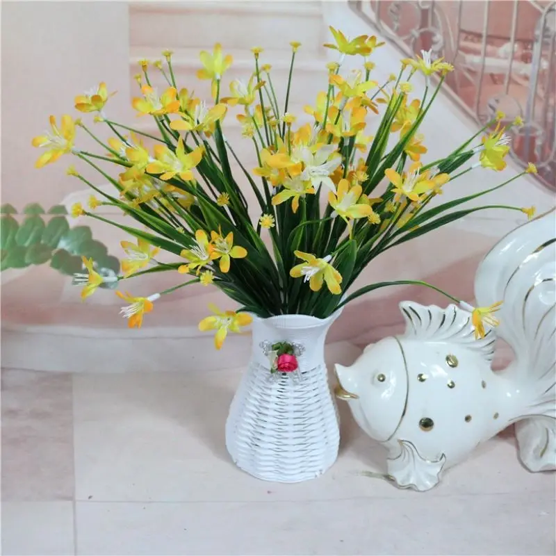 

1Pcs Artificial Plastic Narcissus Orchid Flower Plant Fake Silk Wedding Flower Arrangement For Wedding Home Decoration