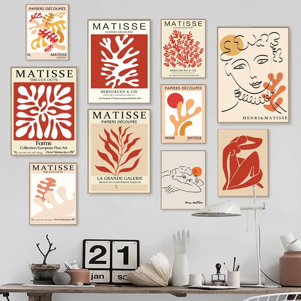

Nordic Red Abstract Art Poster Red Theme Canvas Painting Office Posters Print Matisse Wall Pictures Living Room Home Decoration
