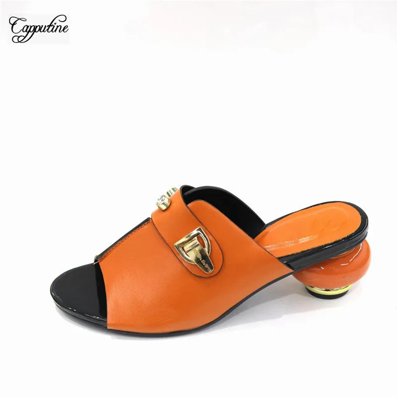 

New Coming Orange African Women's Slippers Nice Casual Shoes CR2118 Heel Height 6.5CM