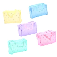 1pc waterproof transparent cosmetic bag women floral pvc travel toiletry bathing storage bag make up organizer bag 5 colors
