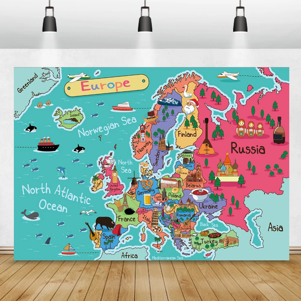 

Laeacco фото фон мультфильм карта мира фотография фото фон для фотостудии