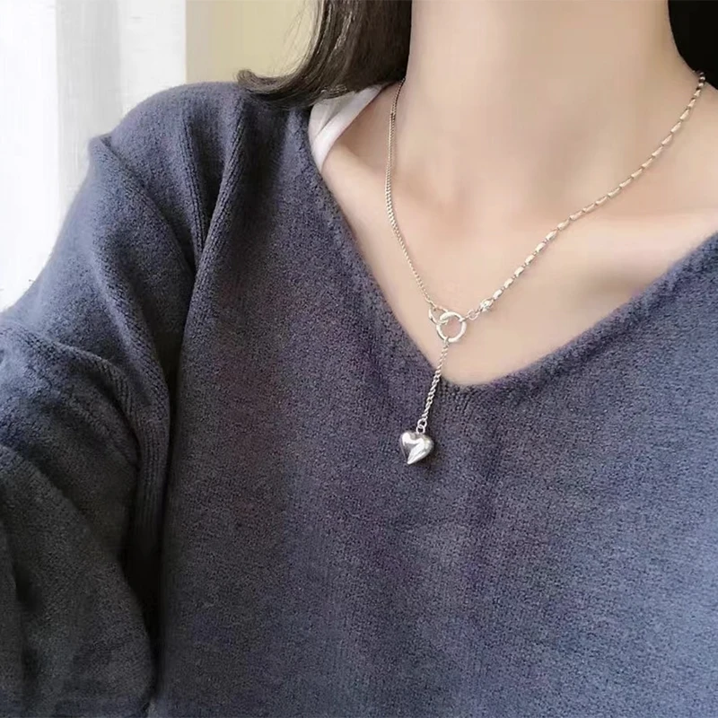 Ожерелье Kinel в форме сердца может быть Двухслойное составное корейское ювелирное