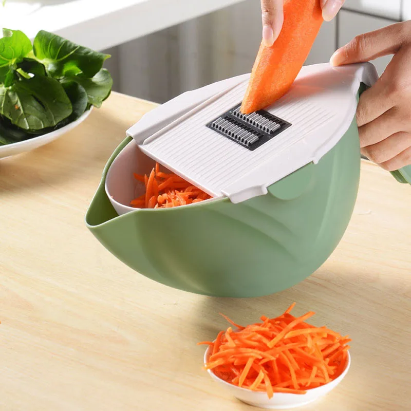 

9 In 1 Multifunctional Vegetable Slicer Fruit Cutter Grater For Carrots Shredder Drain Basket Kitchen Accessories Home Supplies