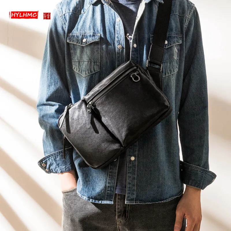

New Men's crossbody Bag Leather Shoulder Bag Fashion Soft Leather Bag Messenger Bag First Layer Cowhide Casual Cool Small Bags